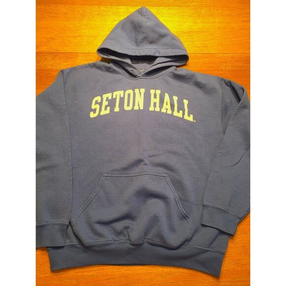 Seton Hall Blue Hoodie Sweatshirt Large Cotton Blend Unisex Pullover - Picture 1 of 3